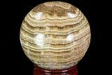 Polished, Banded Aragonite Sphere - Morocco #82243-1